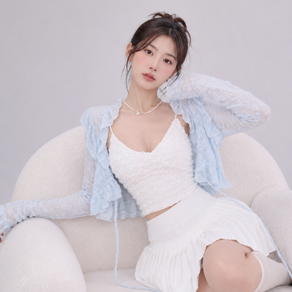 Sweet Summer Ruffle Blouse Cardigan