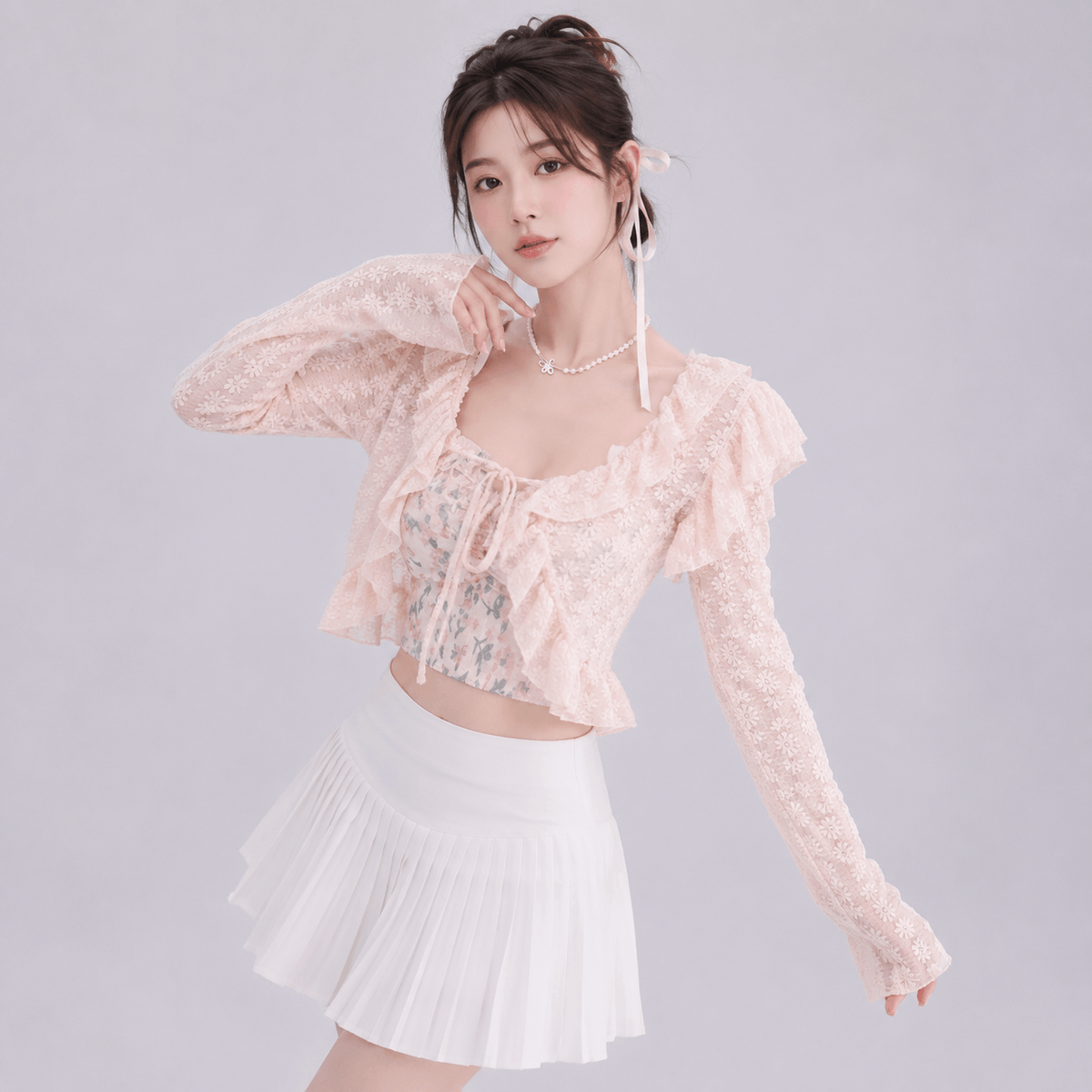 Kawaiies Collection - Apparel - Sweet Summer Ruffle Blouse Cardigan
