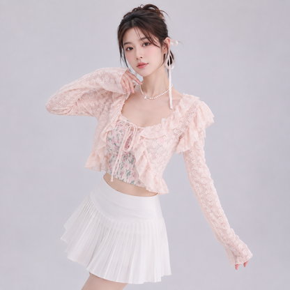Sweet Summer Ruffle Blouse Cardigan
