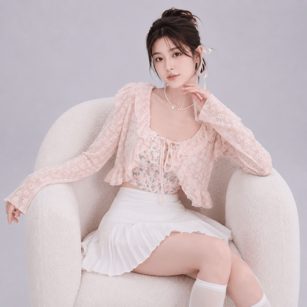 Kawaiies Collection - Apparel - Sweet Summer Ruffle Blouse Cardigan
