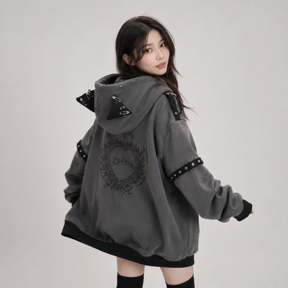 Gothic Cat Streetwear Harajuku Hoodie Jacket