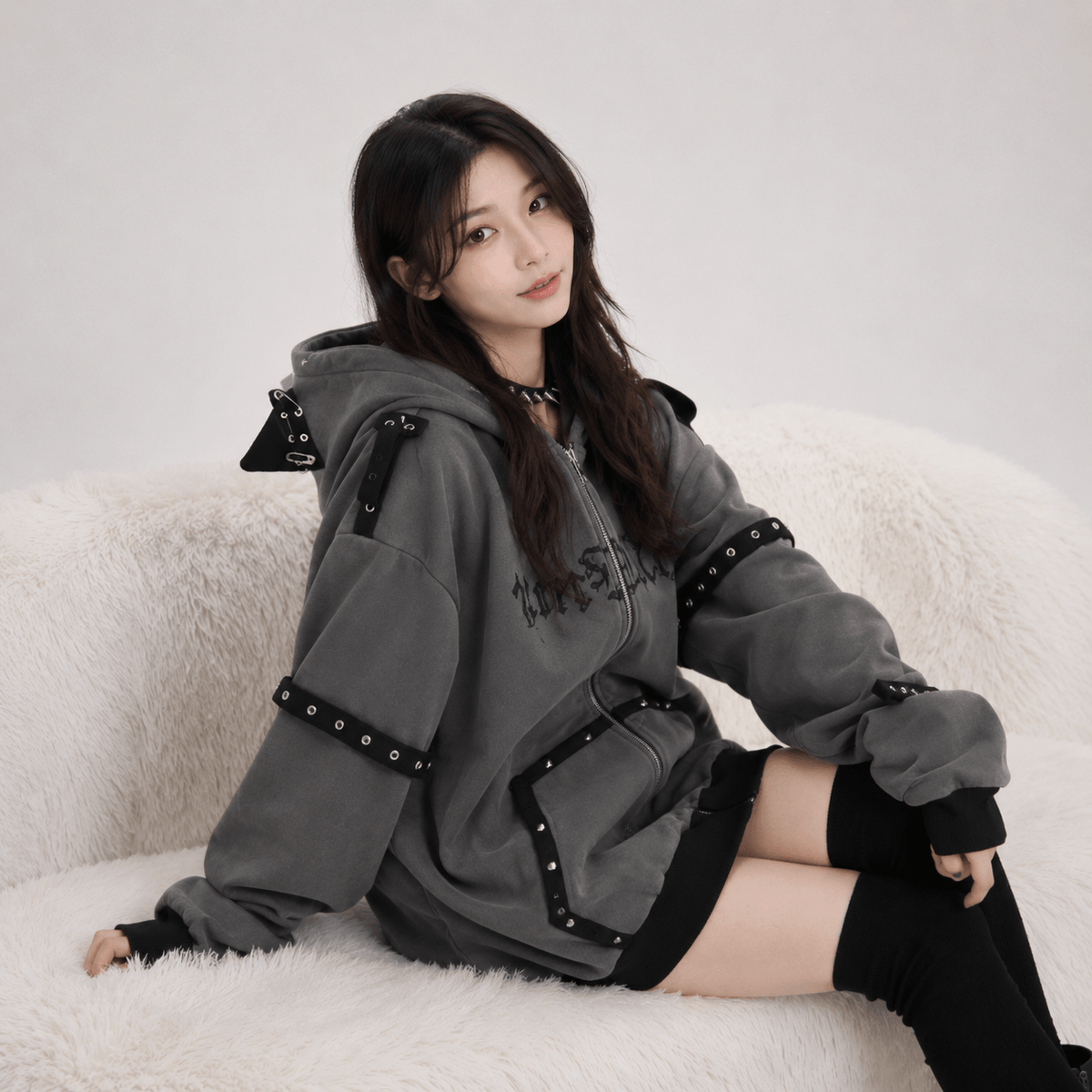 Kawaiies Collection - Apparel - Gothic Cat Streetwear Harajuku Hoodie Jacket