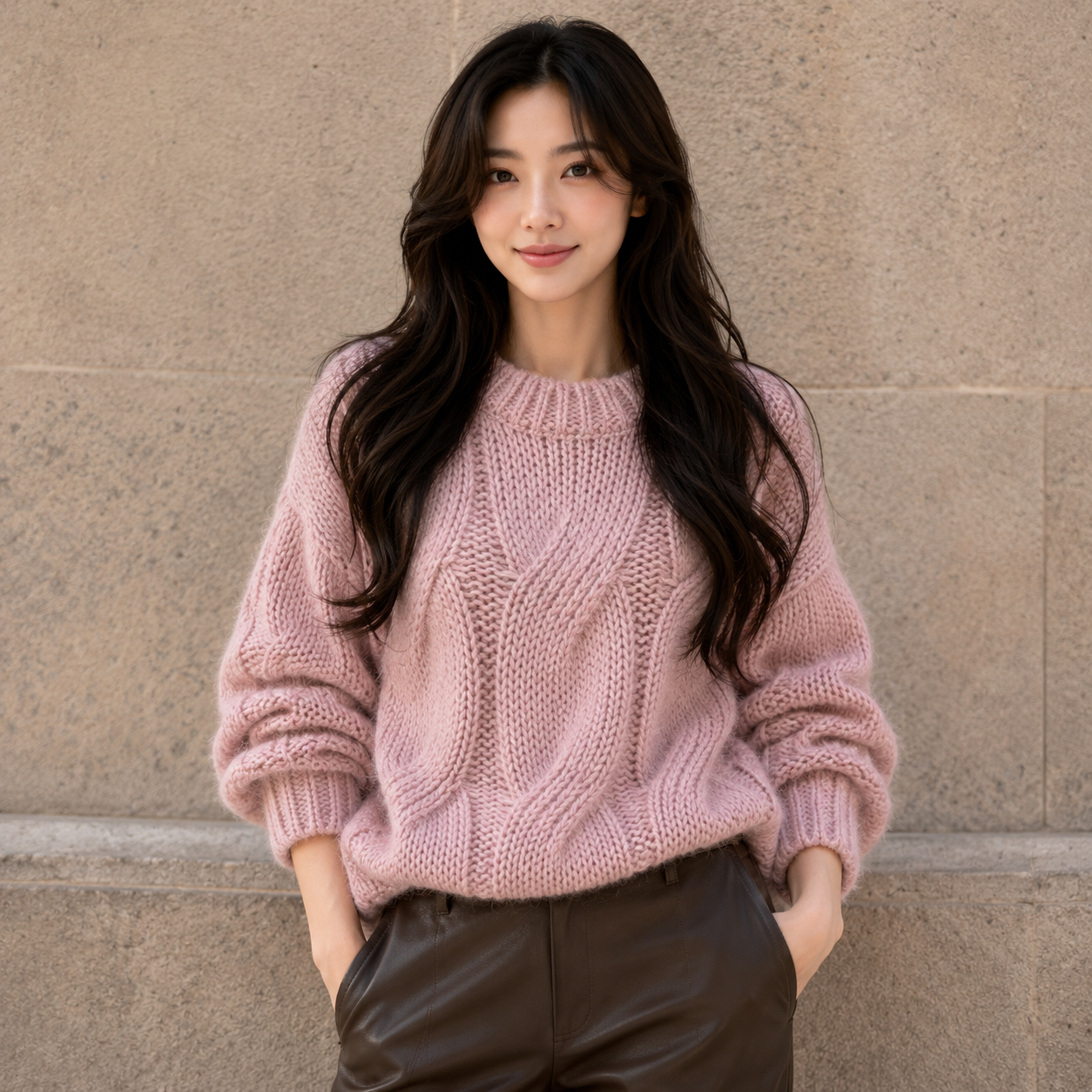 Chunky Twist Vintage O-Neck Pullover Knit Sweater