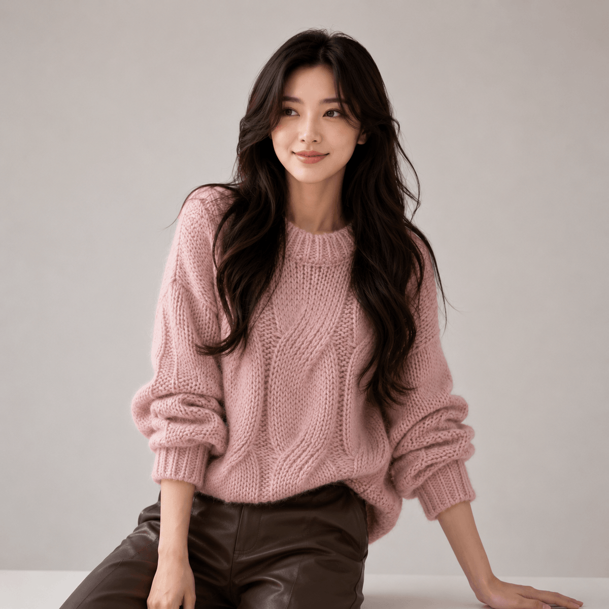Kawaiies Collection - Apparel - Chunky Twist Vintage O-Neck Pullover Knit Sweater