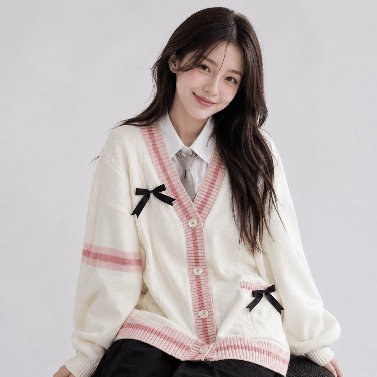 Kawaiies Collection - Apparel - Sweetheart Bow Knit Cardigan