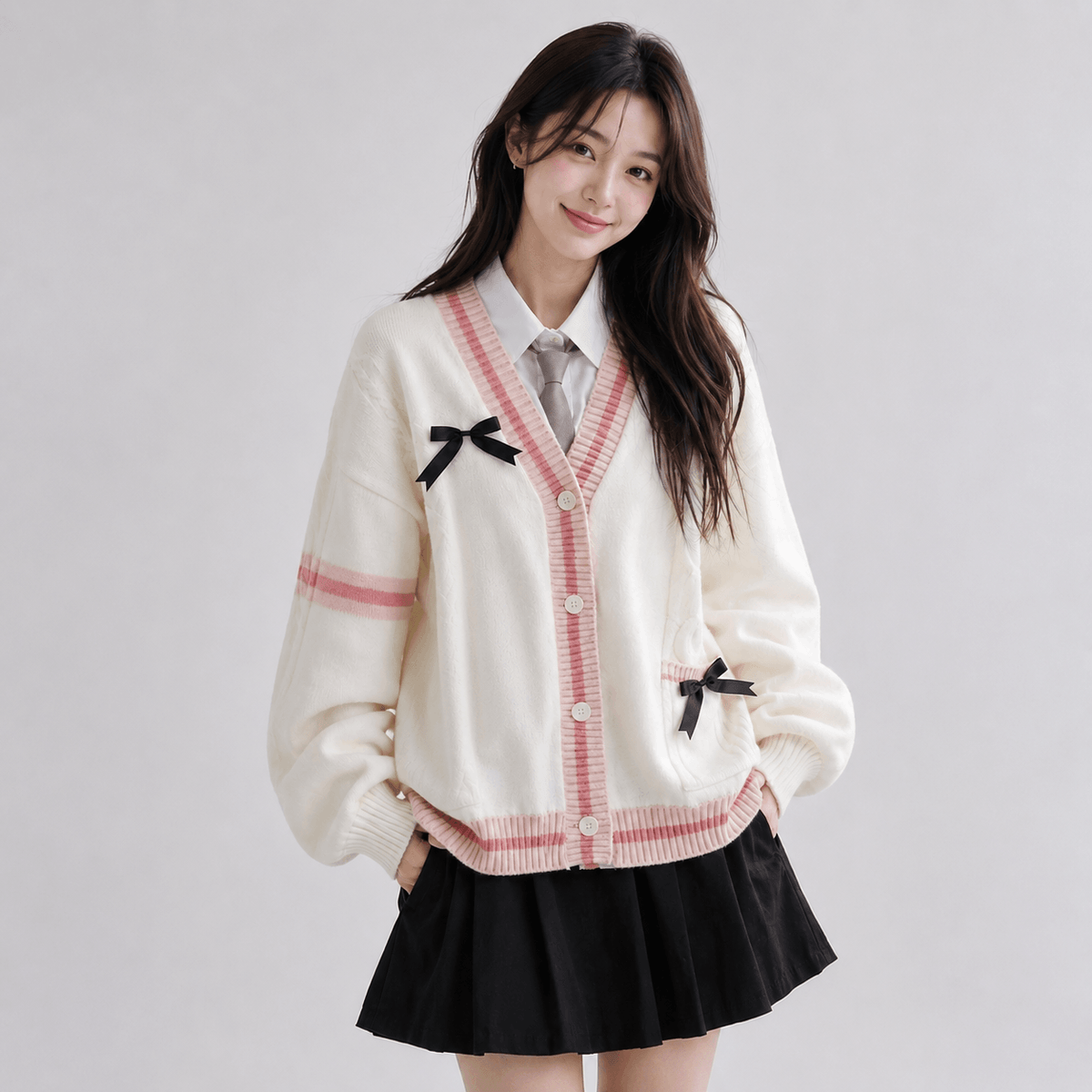 Kawaiies Collection - Apparel - Sweetheart Bow Knit Cardigan
