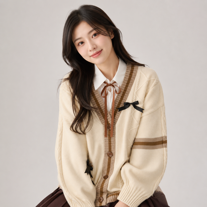 Sweetheart Bow Knit Cardigan