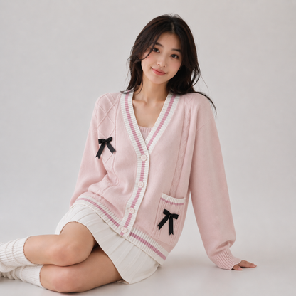 Sweetheart Bow Knit Cardigan