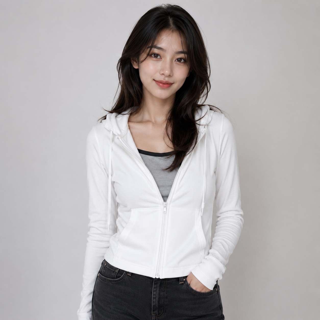 Cropped Soft Stretch Zip-Up Hoodie