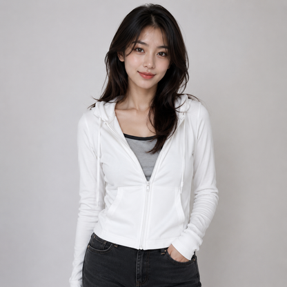 Cropped Soft Stretch Zip-Up Hoodie