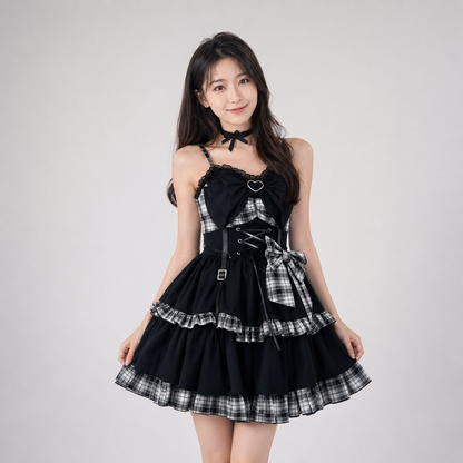 Punk Princess Gothic Lolita Black Red Women's Dress