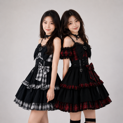 Punk Princess Gothic Lolita Black Red Women's Dress