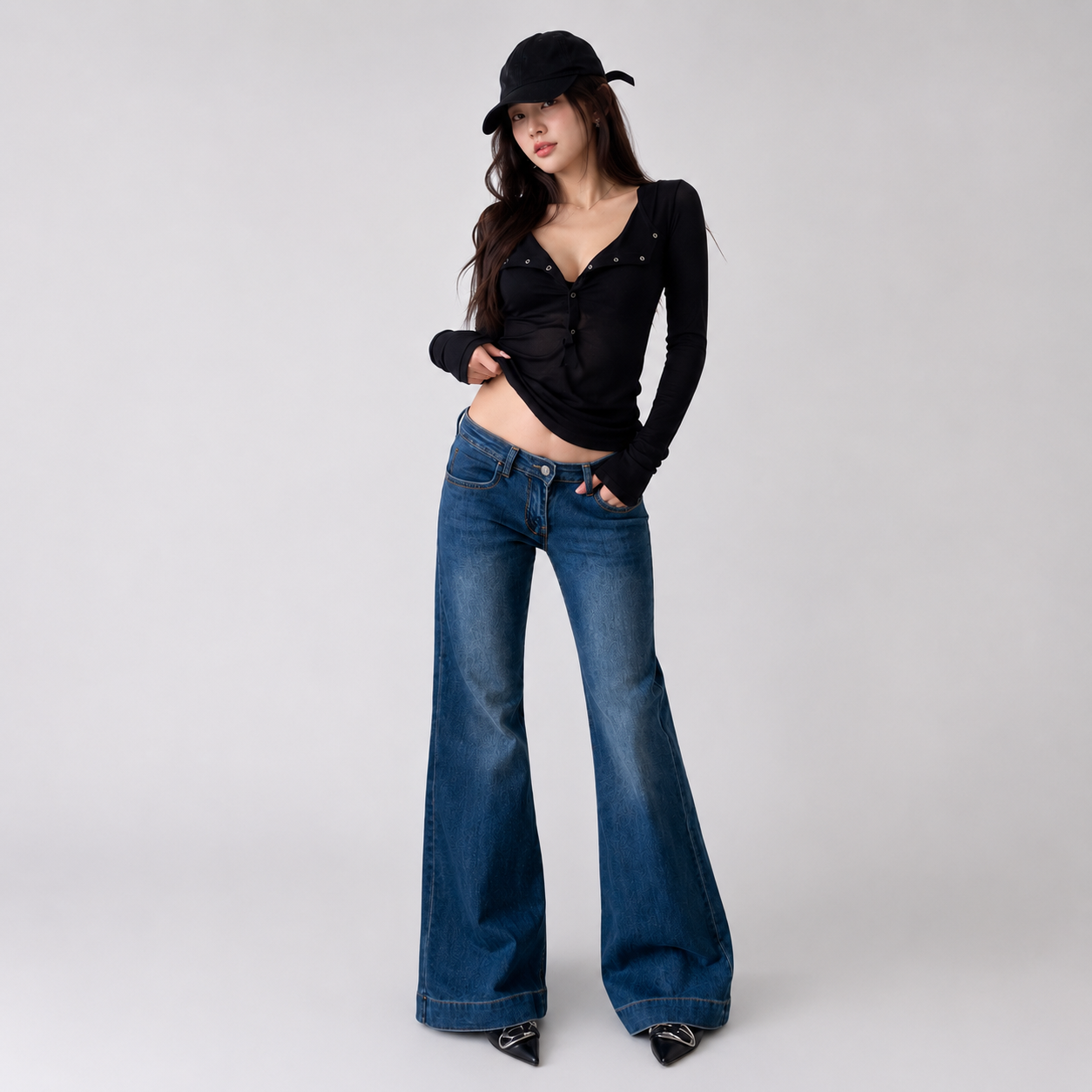 Skyline Low Rise Flare Women's Blue Jeans