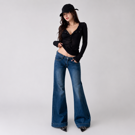 Skyline Low Rise Flare Women's Blue Jeans
