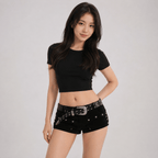 Kawaiies Collection - Apparel - Midnight Skulls Y2K Denim Women's Shorts