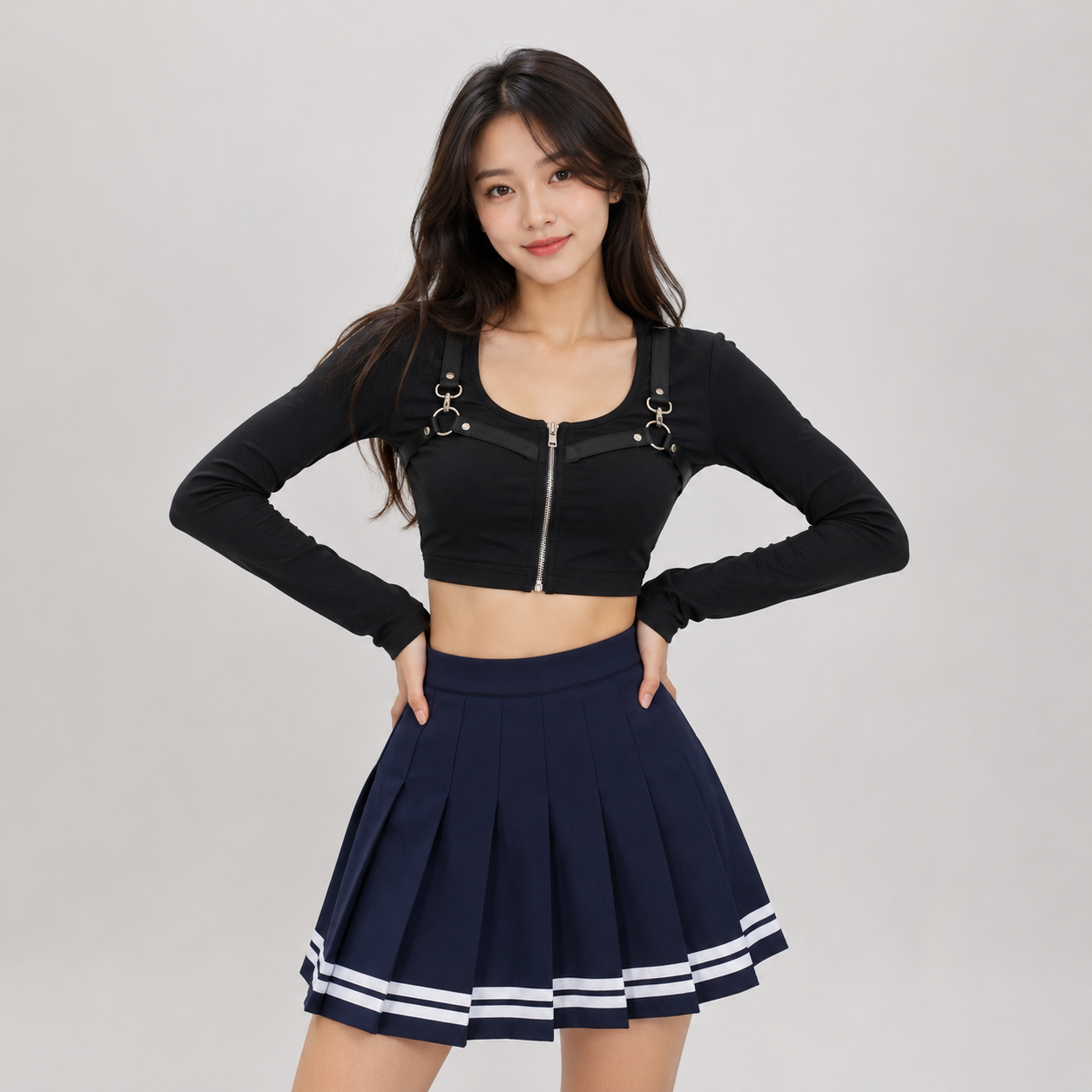 Preppy Pleated Striped Tennis Black Pink Navy White Mini Skirt