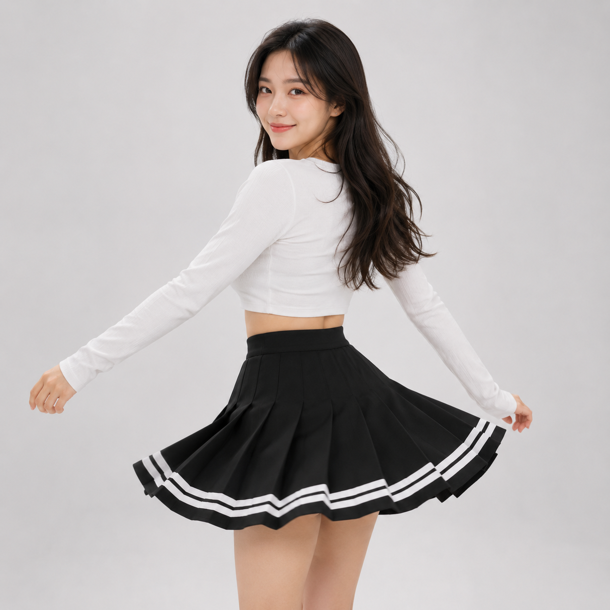 Preppy Pleated Striped Tennis Black Pink Navy White Mini Skirt