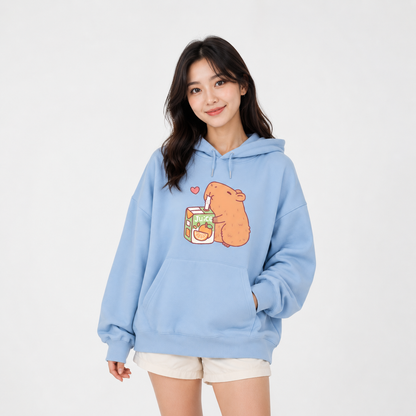 Capybara Drinking Orange Juice Unisex Hoodie
