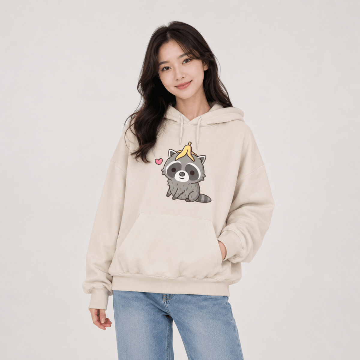 Kawaiies Collection - Apparel - Cute Raccoon with Banana Unisex Hoodie