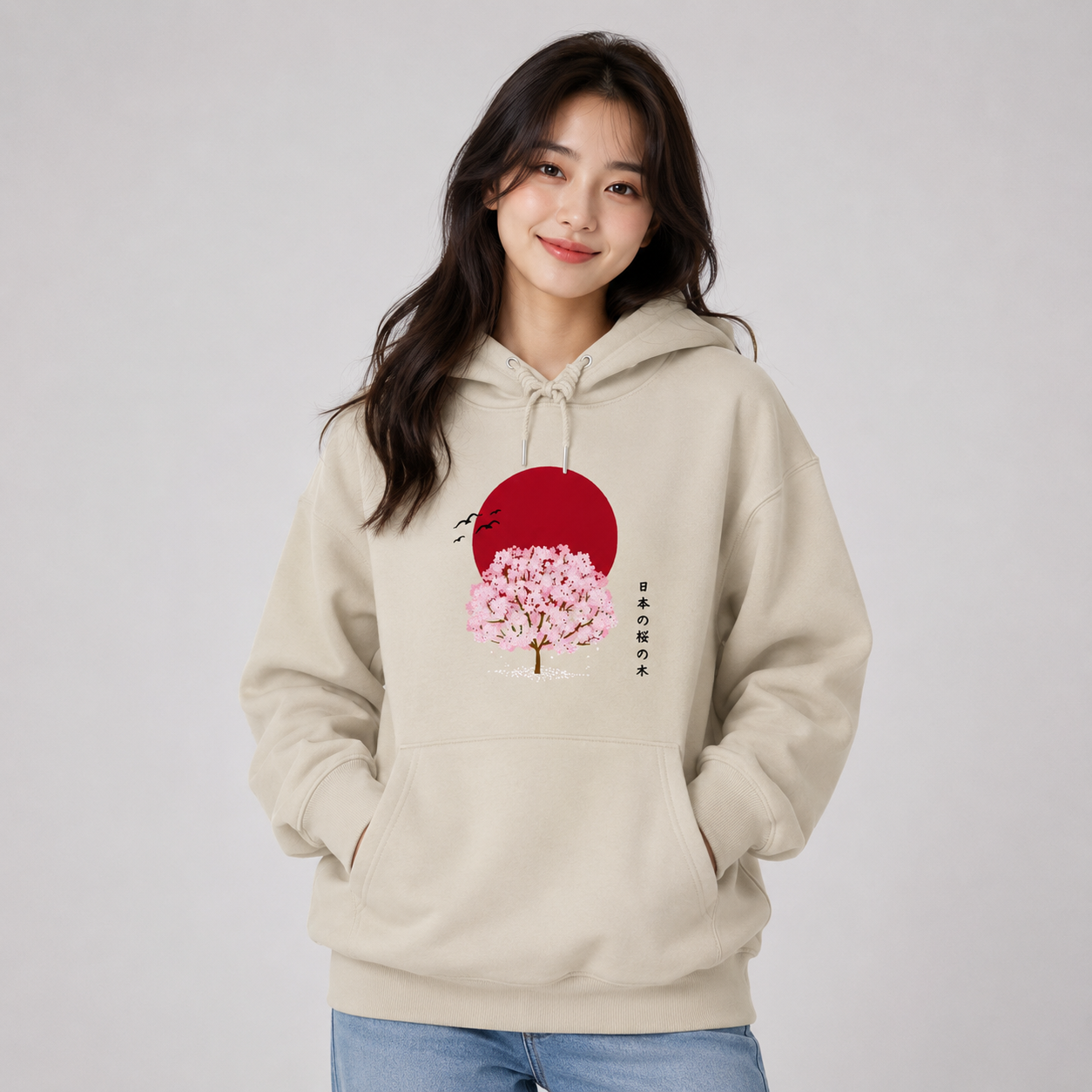 Sakura Tree Blood Red Moon Unisex Hoodie