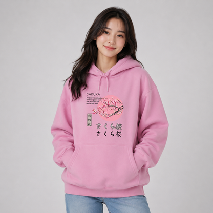 Japanese-themed Cherry Blossom Pink Sun Unisex Hoodie