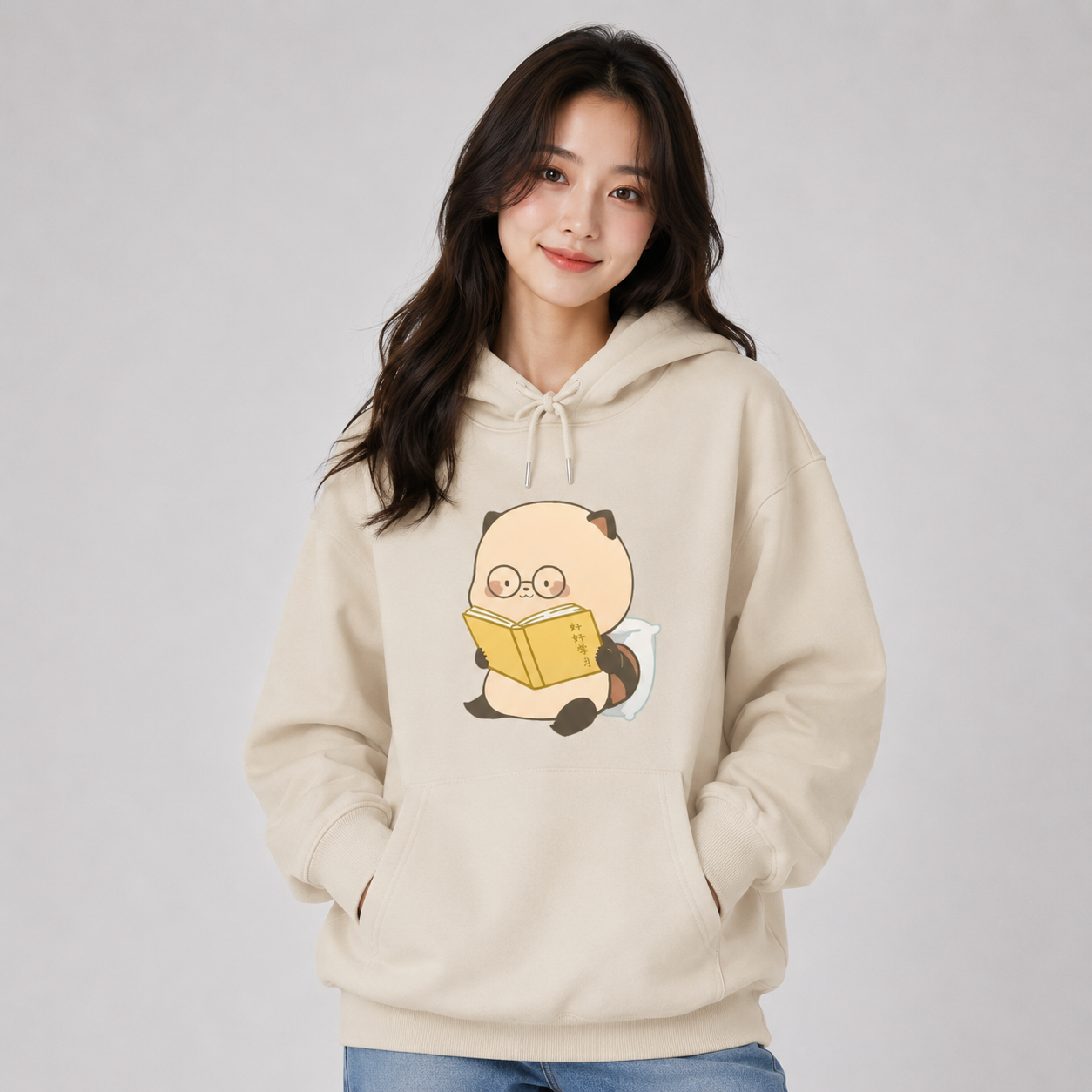 Raccoon Reading Book Unisex Hoodie