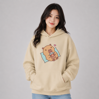Chilling Capybara with Bubble Tea Unisex Hoodie