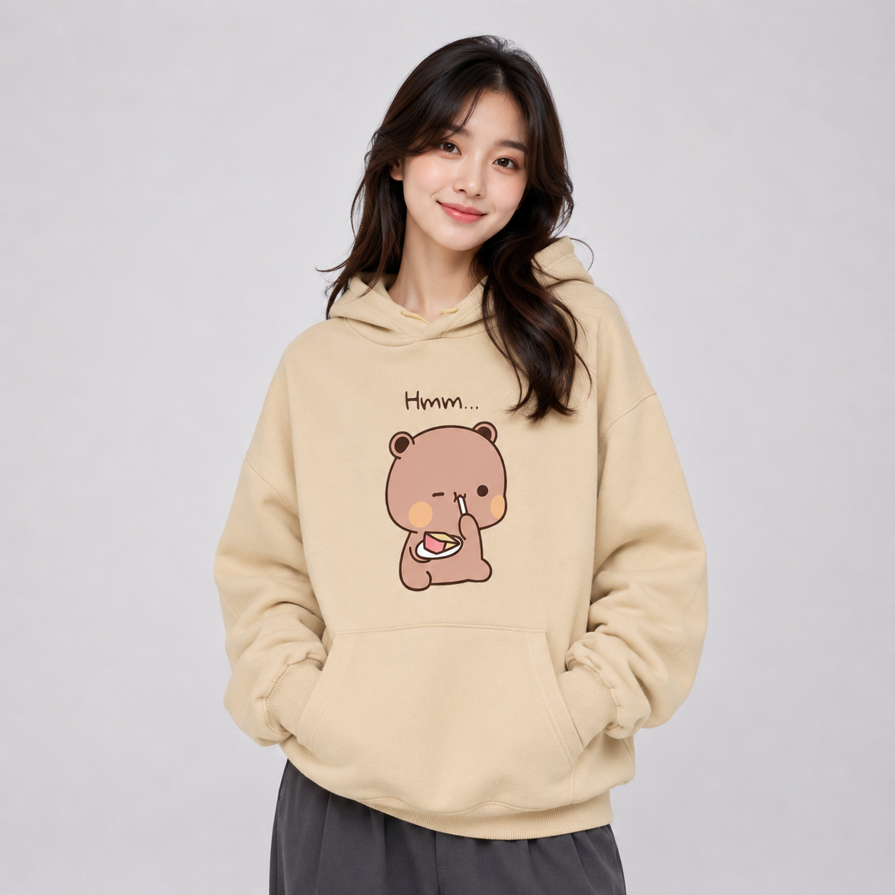 Boba the Brown Bear Munching Cake Unisex Hoodies