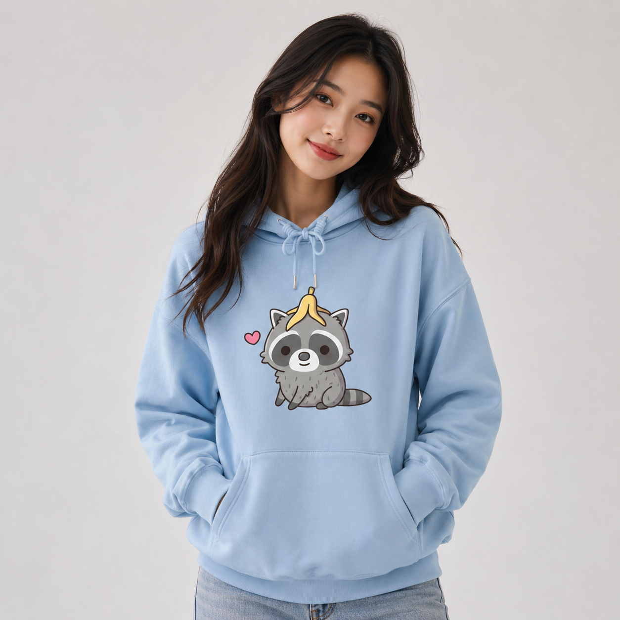 Cute Raccoon with Banana Peel Unisex Hoodie