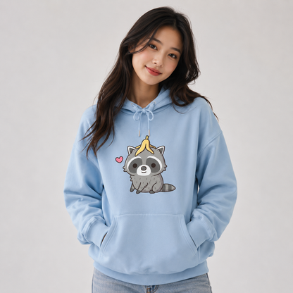 Cute Raccoon with Banana Peel Unisex Hoodie