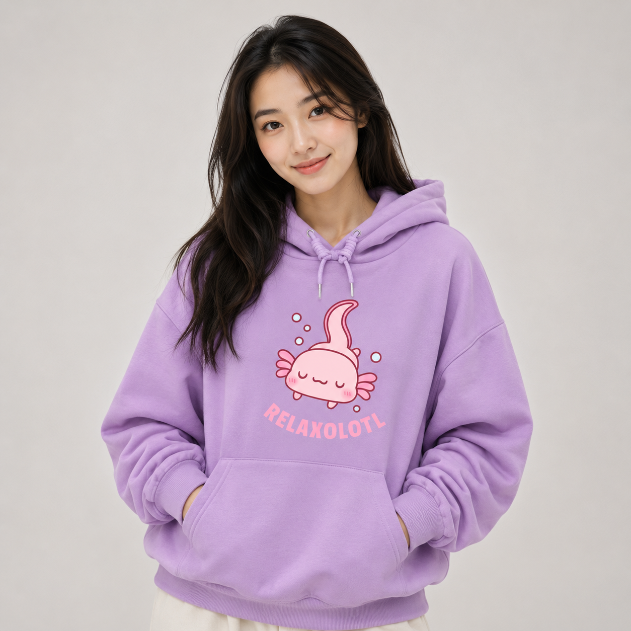 Pink Chilling Axolotl Unisex Hoodies