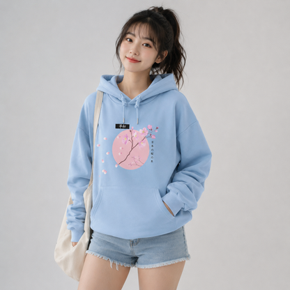 Japanese-themed Cherry Blossom Pink Sun Unisex Hoodie