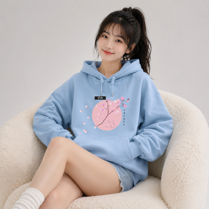 Japanese-themed Cherry Blossom Pink Sun Unisex Hoodie