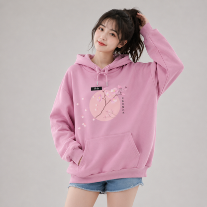 Japanese-themed Cherry Blossom Pink Sun Unisex Hoodie