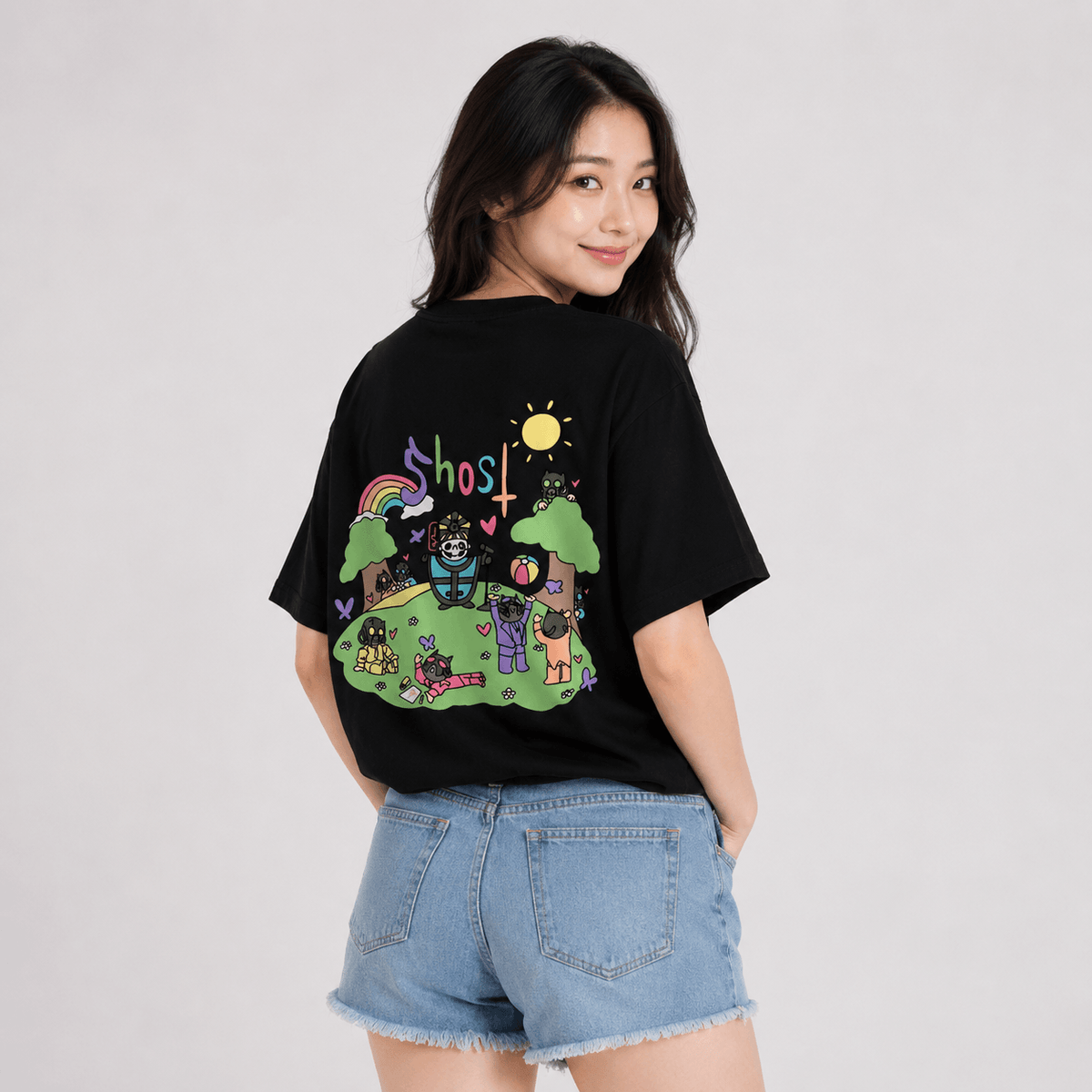 Kawaiies Collection - Apparel - Cute Ghost Band Illustration Unisex Tee