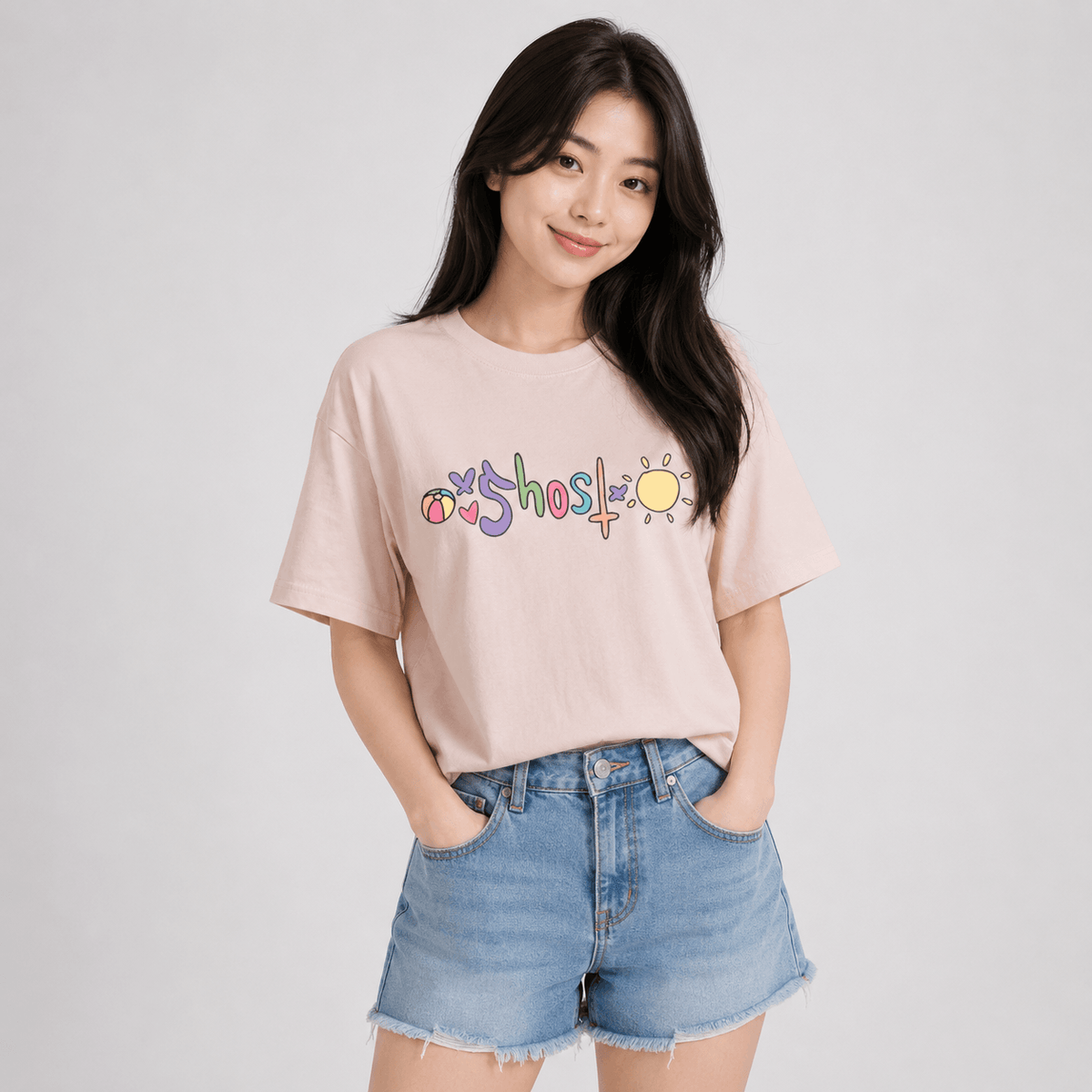 Kawaiies Collection - Apparel - Cute Ghost Band Illustration Unisex Tee