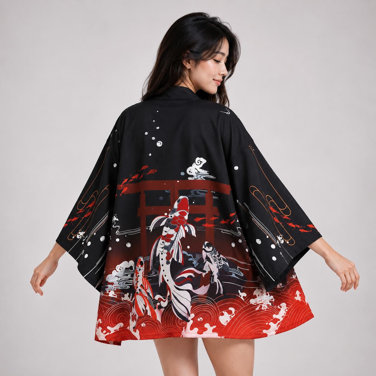 Japanese-themed Koi of Torii Gate Women's Kimono