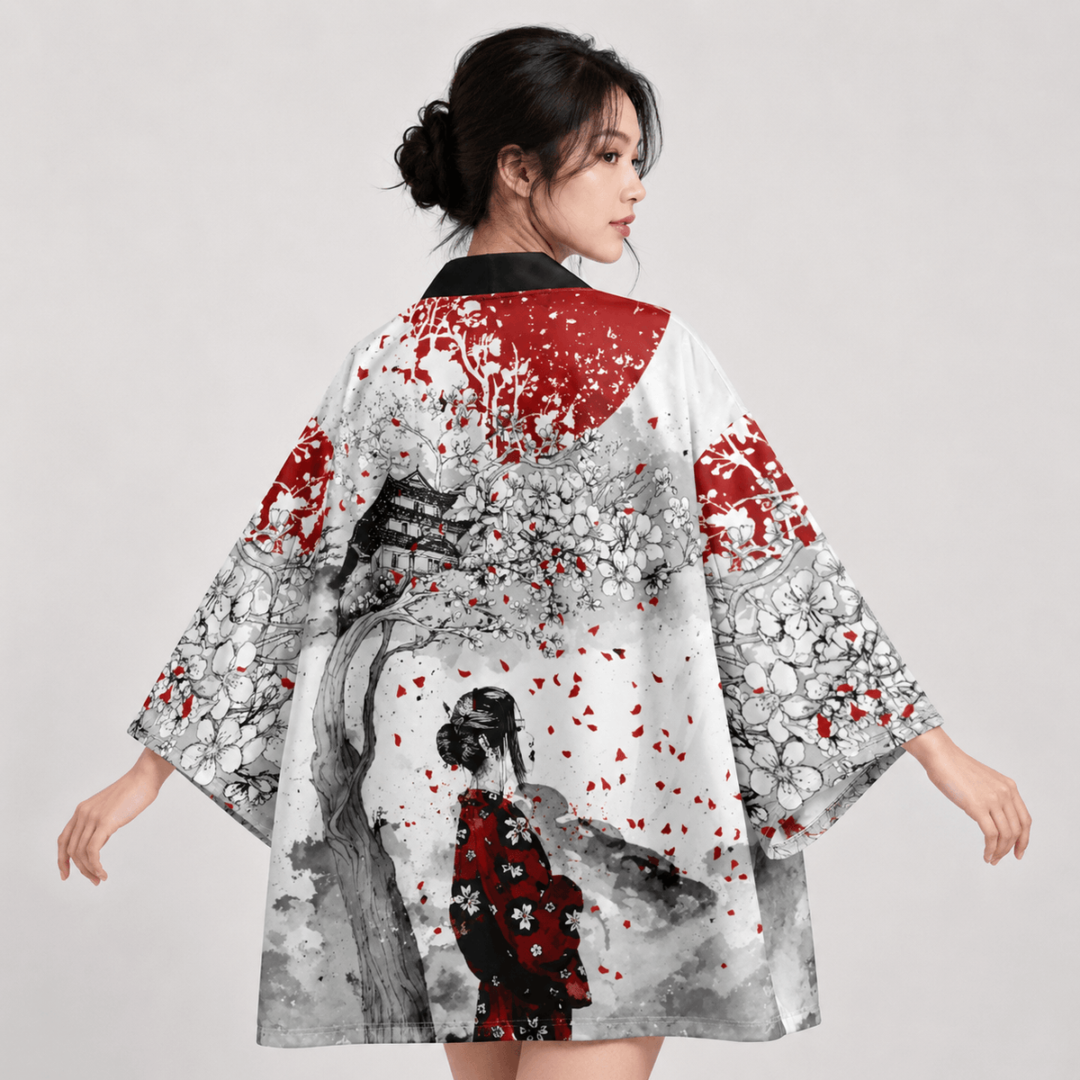 Kawaiies Collection - Kimono - Japanese-themed Lady in Red Unisex Kimono
