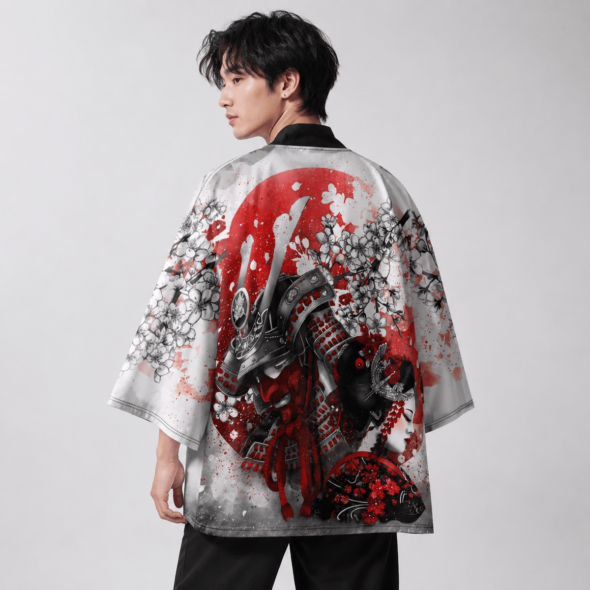 Kawaiies Collection - Kimono - Japanese-themed White Kimono Lady Red Sakura Unisex Kimono