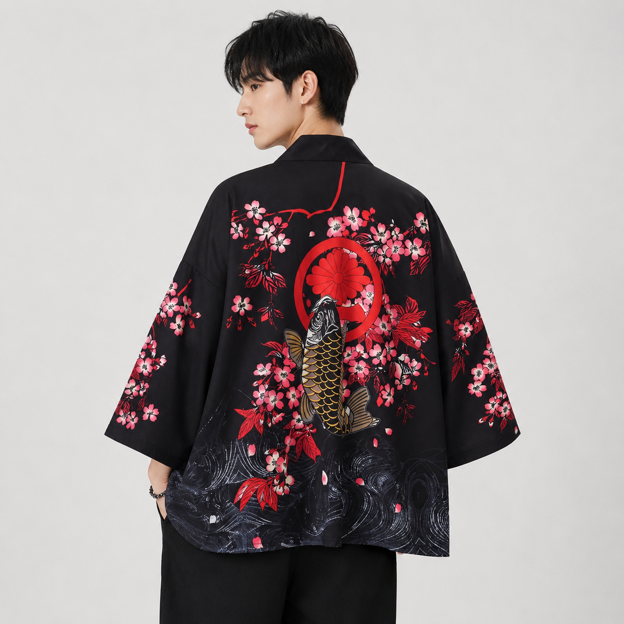 Japanese White Dragon and Golden Koi Kimono