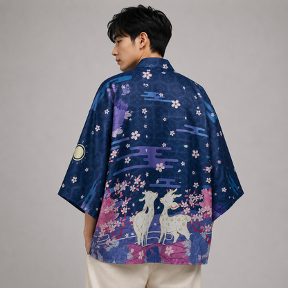 Japanese Deer of Nara with Sakura Trees Kimono