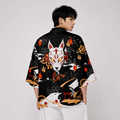 Kawaiies Collection - Kimono - Anime White Fox Mask Pattern Unisex Kimono