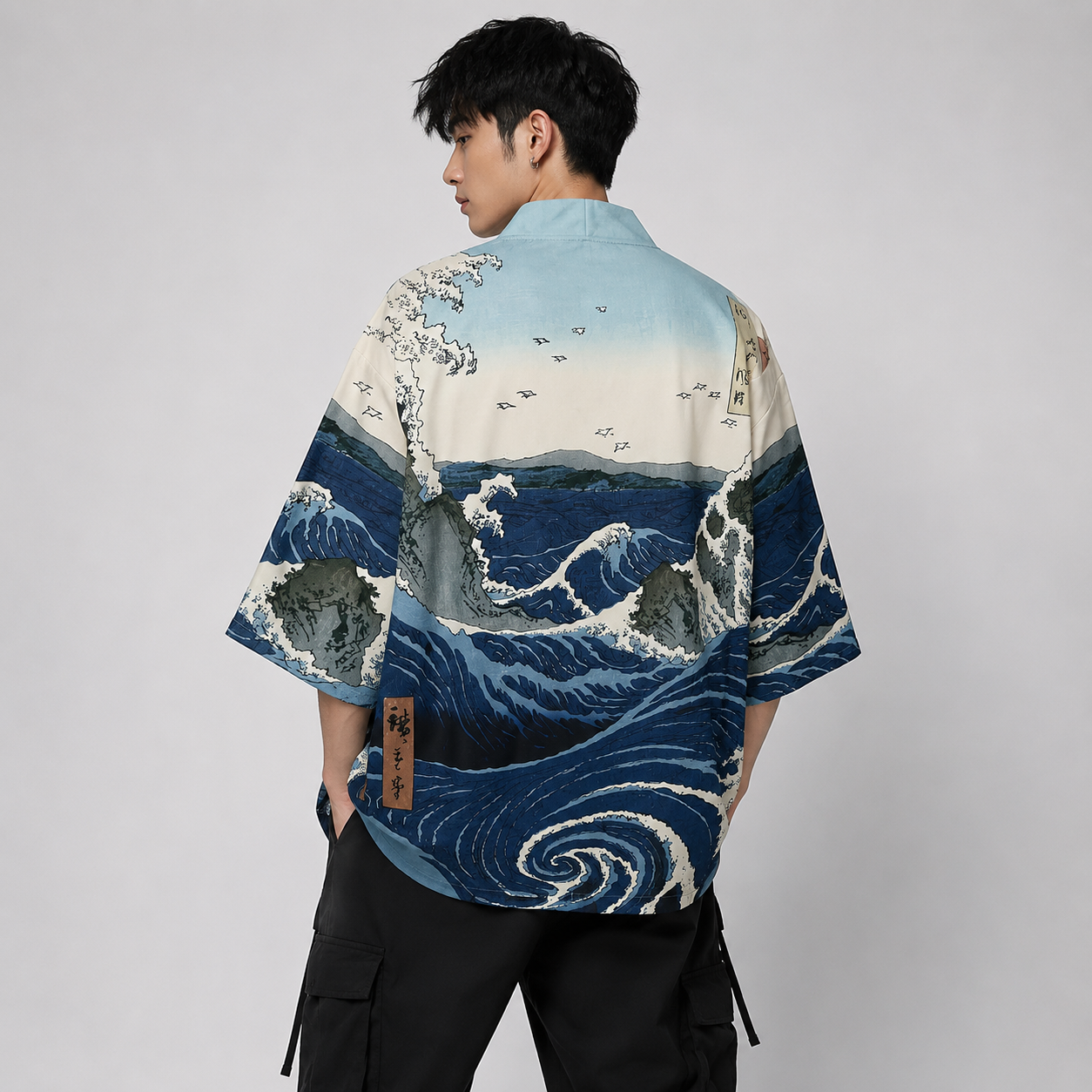 Japanese-themed Great Wave off Kanagawa Unisex Kimono