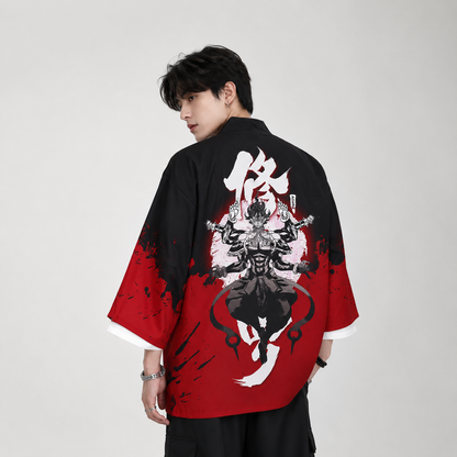 Japanese Anime Asura Blades Men Two-Piece Kimono Yukata Top & Pants Sets