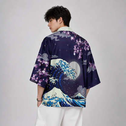 Japanese-themed Great Wave off Kanagawa Unisex Kimonos
