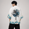 Kawaiies Collection - Kimono - Japanese-themed Three Crane Waves White Unisex Kimono