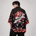 Kawaiies Collection - Kimono - Royal White Crane Blood Moon Sakura Unisex Kimono
