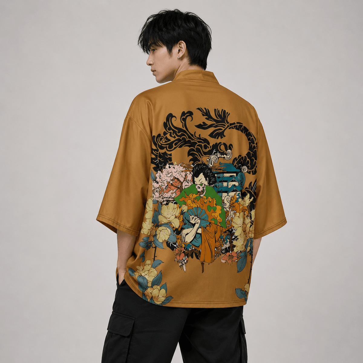 Kawaiies Collection - Kimono - Golden Japanese Mystical Lady Kimono