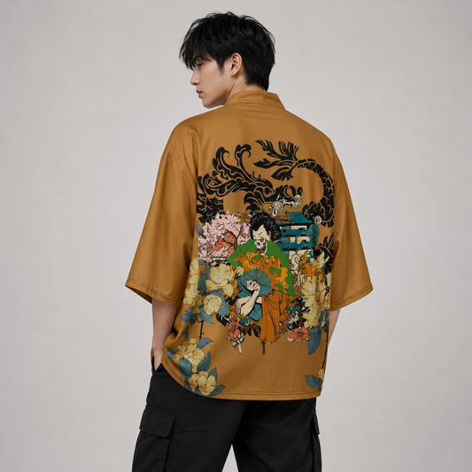 Golden Japanese Mystical Lady Kimono