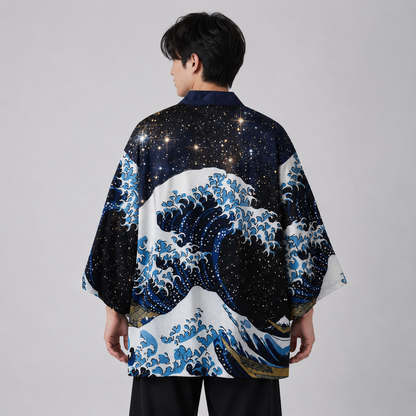 Kimono Japanese Great Wave and Mighty Koi